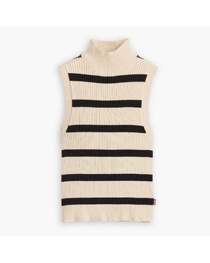 Women's Levis Tulip Mock Neck Sleeveless Box Tank in Creme Brulee