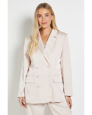 Petite Satin Double Breasted Blazer Coord
