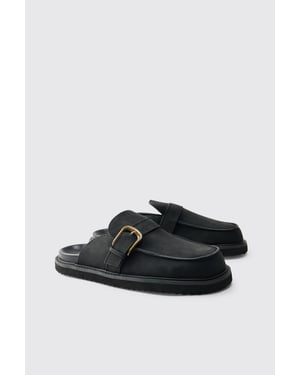 Chunky Buckle PU Mule