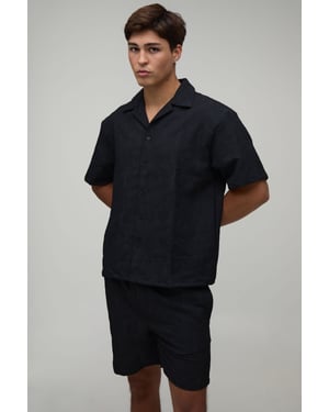 Palm Crinkle Oversized Shirt & Relaxed Short Set