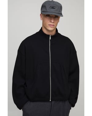 Oversized Boxy Rib Jersey Funnel Neck Track Top