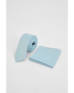 Ice Blue Tie and Pocket Square Set