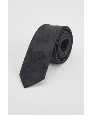 Black Floral Jacquard Tie