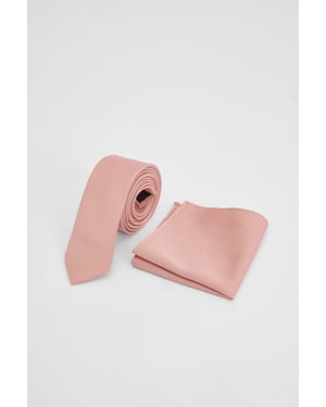 Peach Tie and Pocket Square