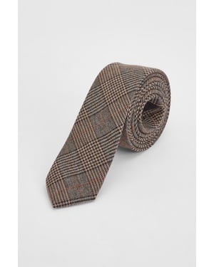 Brown Tweed Look Check Tie