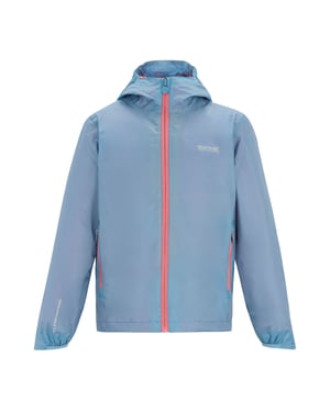 Regatta Waterdichte Shell Jas met hendel voor kinderen (Gewassen denim/perzikroze)