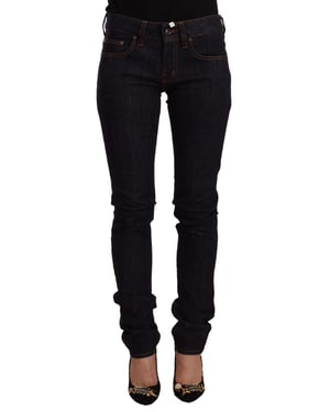 GF Ferre Zwarte Midden Taille Katoenen Denim Skinny Jeans