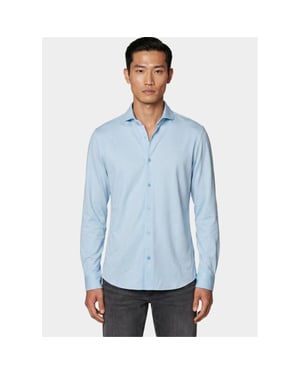 Bos Bright Blue Overhemd heren van jersey met cutaway boord 3505/baby blue