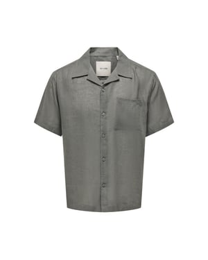 Only & Sons Onslaurence linen resort collar ss donker