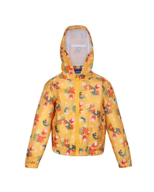 Regatta Childrens/Kids Muddy Puddle Peppa Pig Floral Hooded Waterproof Jacket (Glowlight Yellow)