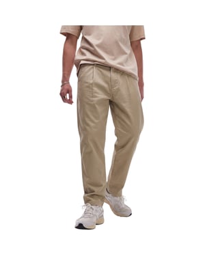 Topman Mens Chino Pant Tapered Fit Textured Chino Soft Cotton Twin Pleat Trouser