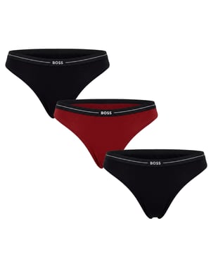 Verpakking van 3 Vrouwelijke Elastische Katoenen Tangas met Logo 50510030