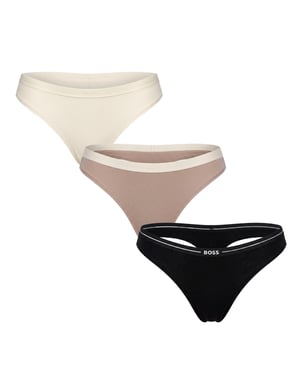 Paket med 3 kvinnor elastiska bomullstrings med logotyp 50510030