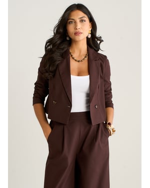 Brown Double Breasted Linen Jacket
