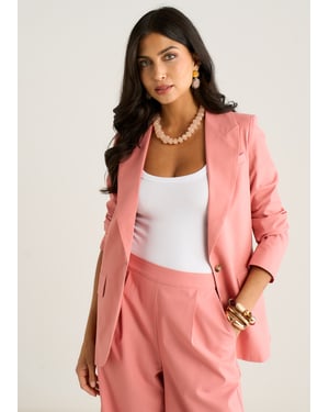 Coral Edge To Edge Linen Jacket