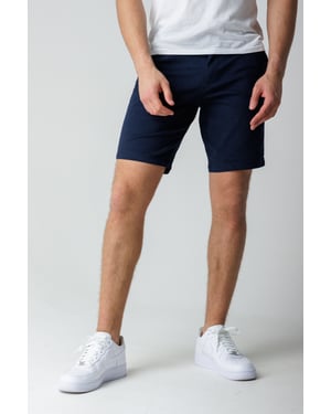 Navy Classic Chino Shorts With Button Fastening And Belt Loops