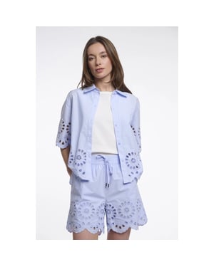 Rino & Pelle Kaate.7002624 short sleeve blouse with button closure light blue