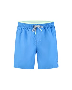 Happy Shorts Heren zwemshort dubbele waistband effen blauw