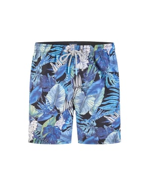 Happy Shorts Heren zwemshort gebloemde jungle print blauw