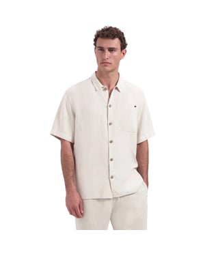 No Excess Shirt short sleeve with linen, garm stone