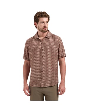 No Excess Shirt short sleeve allover printed coral