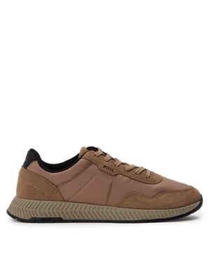Men's Boss Titanium Runn Sdnypa Low Top Sneakers in Dark Beige