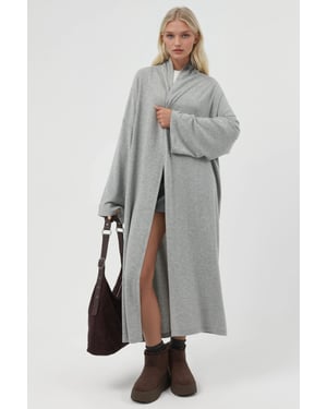 Relaxed Fit Langlijn Open-Front Sjawl Kraag Gebreide Cardigan
