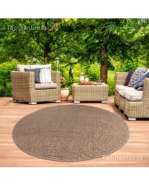 Muratap Sahara uni rond buitenkleed jute-look weerbestendig vloerkleed 160 cm