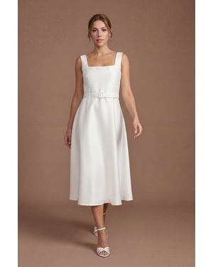 Petite Printed Organza Bardot Midi Dress