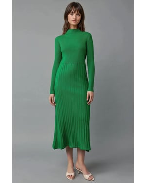 Geribbelde Halve Col Lichaamsvol Model Brei Jurk