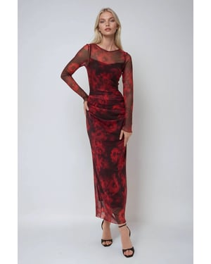 Bloemenprint Bodycon Maxi Mesh Jurk