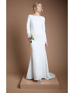 Coast Honoured Slash Neck Puddle Wedding Dress