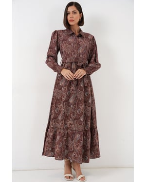 Maxi Overhemdjurk met Paisleyprint en Ceintuur