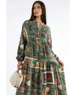 V-hals Patroon Maxi Jurk