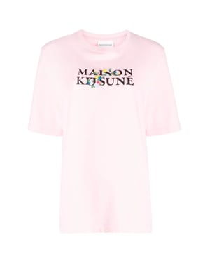 Blommig t-shirt med klassisk logotyp