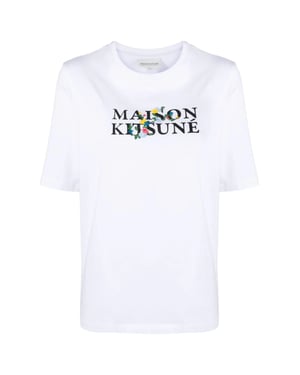 Blommig t-shirt med klassisk logotyp