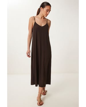 Losse Midi-jurk met U-hals