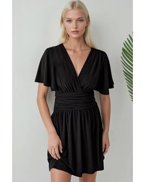 V-hals Korte Mouwen Mini Jurk