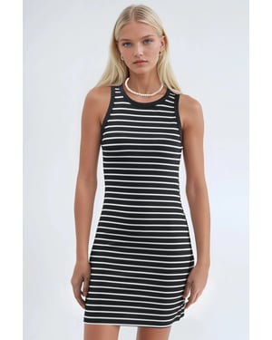 Bodycon Mini Jurk met Ronde Hals