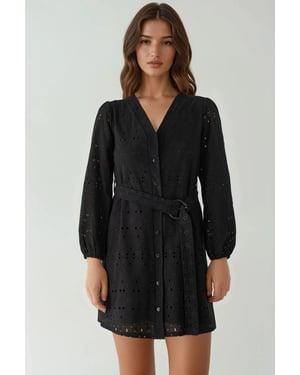 Geprinte V-hals Mini Jurk Pika Collectie
