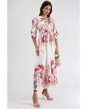 Bloemen V-hals Maxi Jurk
