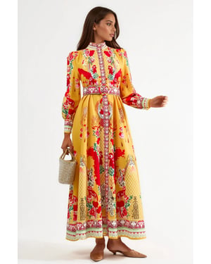 Bloemen Maxi Jurk met Ceintuur