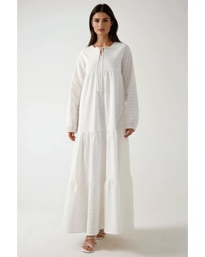 Gevoerde Maxi-jurk met Ronde Hals