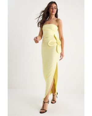 Strapless Bloemen Maxi Jurk met Strikdetails
