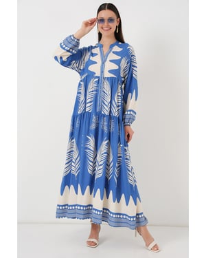 Gepubliceerd V-hals Maxi-jurk met knoopsluiting