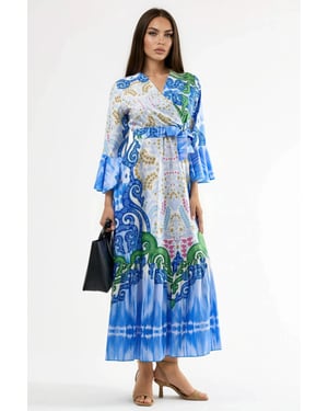 Fleurige Paisley V-hals Maxi Jurk