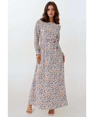 Bloemendruppel Maxi Jurk met Ceintuur