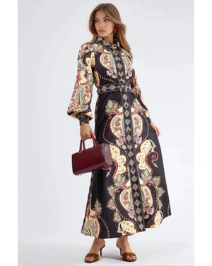 Patroon Maxi-jurk met Riem