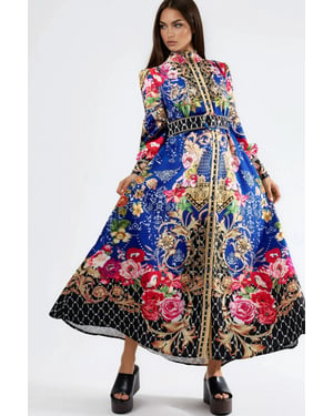Florale Maxi Jurk met Ceintuur