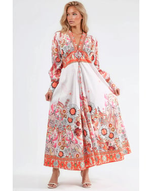 Floral Maxi-jurk met Paneelontwerp